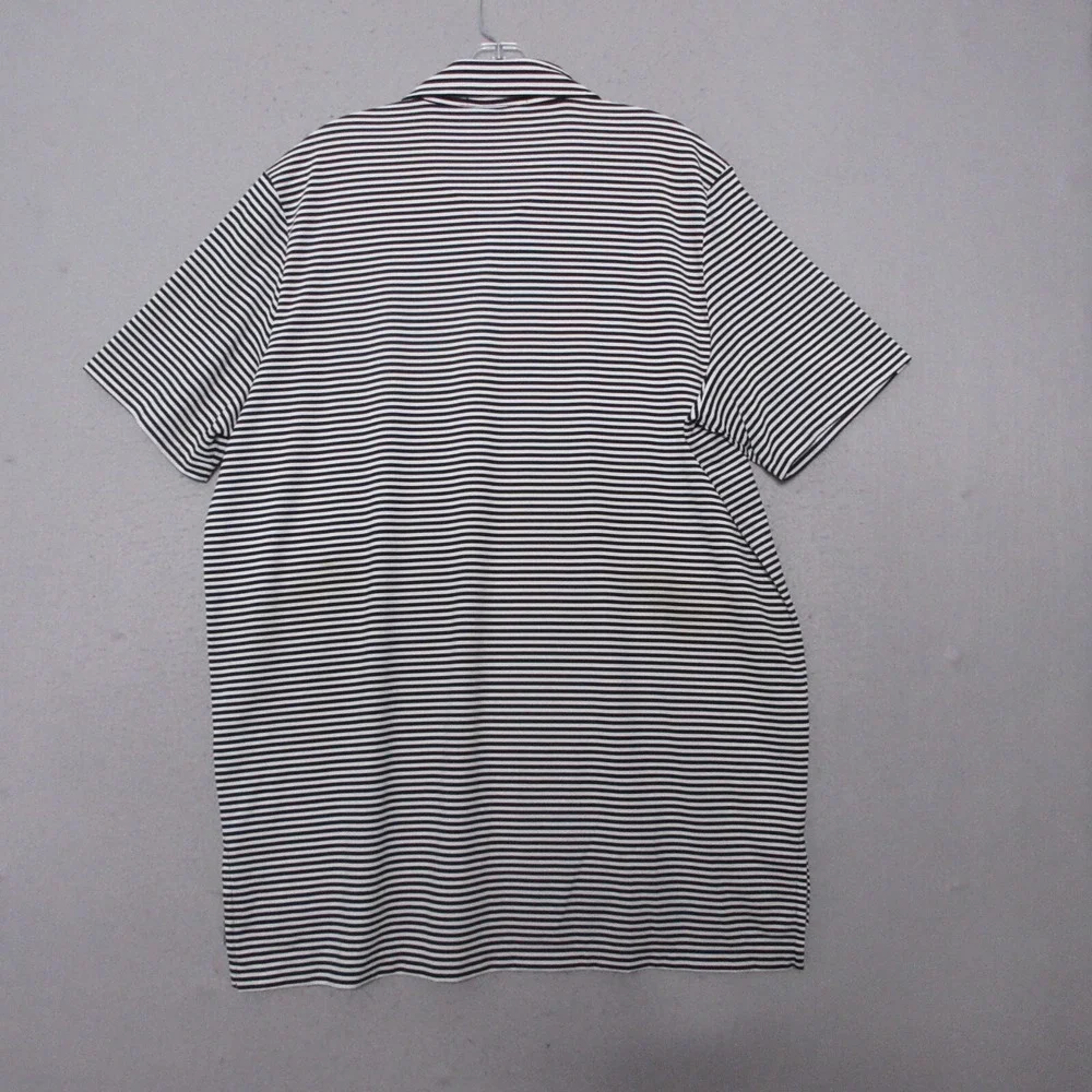 RLX Ralph Lauren Polo Shirt Men Large‎ Stripe Black White Performance Golf